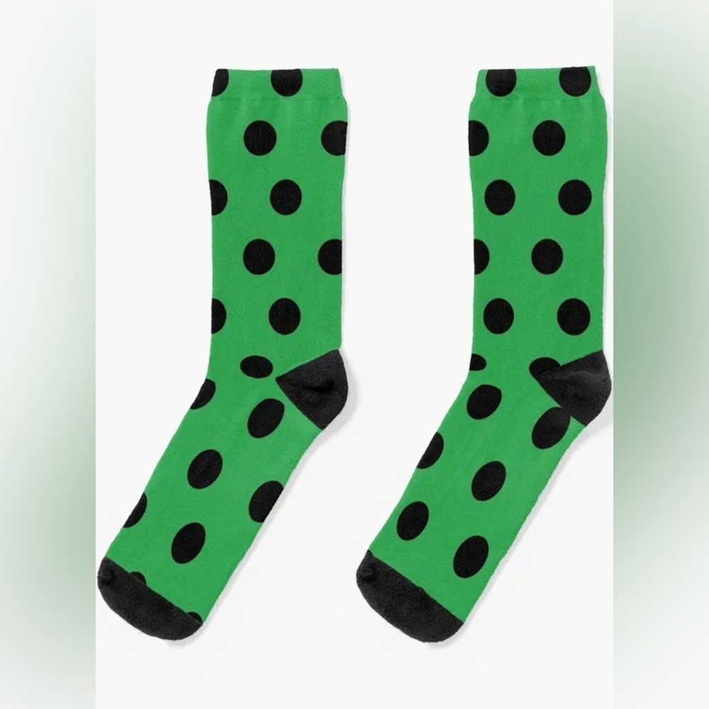 💚💚 Green Neon and Black Polka Dot Socks.                   💚💚🧦Box4 - Picture 4 of 8